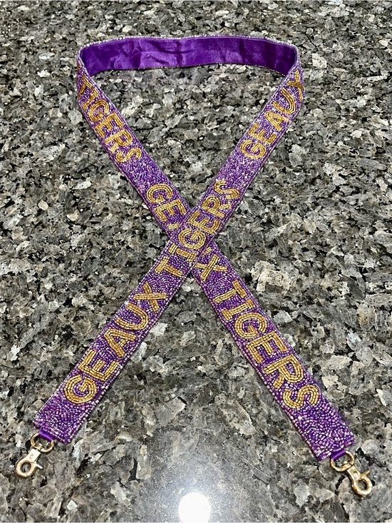 Handbags - Beaded LSU ‘Geaux Tigers' Purple Crossbody Purse Replacement Strap
